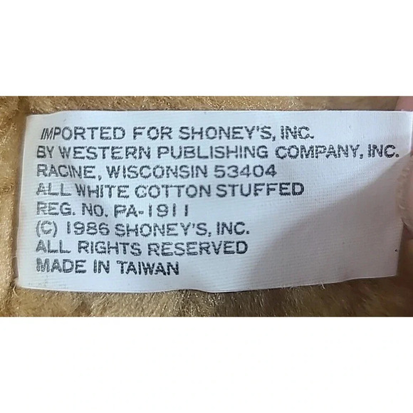 Vintage Shoney's Plush Shoney Bear Stuffed Animal Toy Brown Red 11" 1986 Retired - Picture 8 of 8